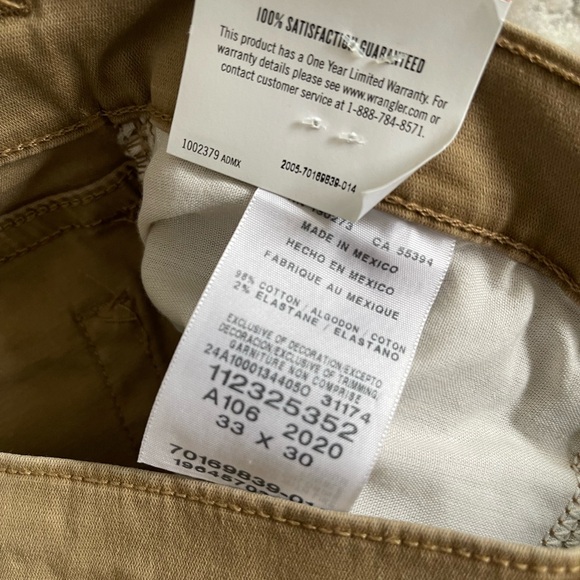 Wrangler Men's Slim Straight Stretch Brown Jeans Pants 33 x 30 NEW NWT - Picture 5 of 8